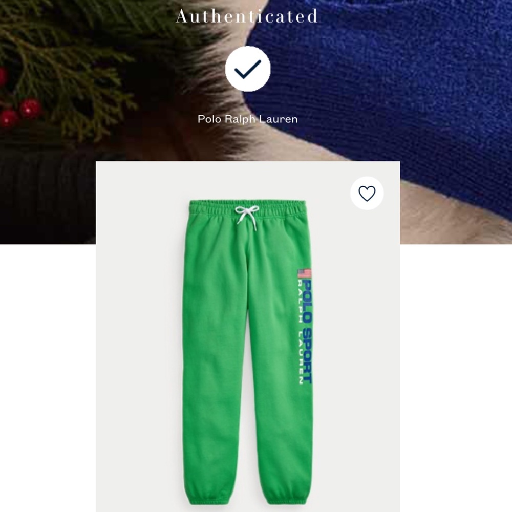 New Polo Sport Ralph Lauren Green Sweatpants Size S